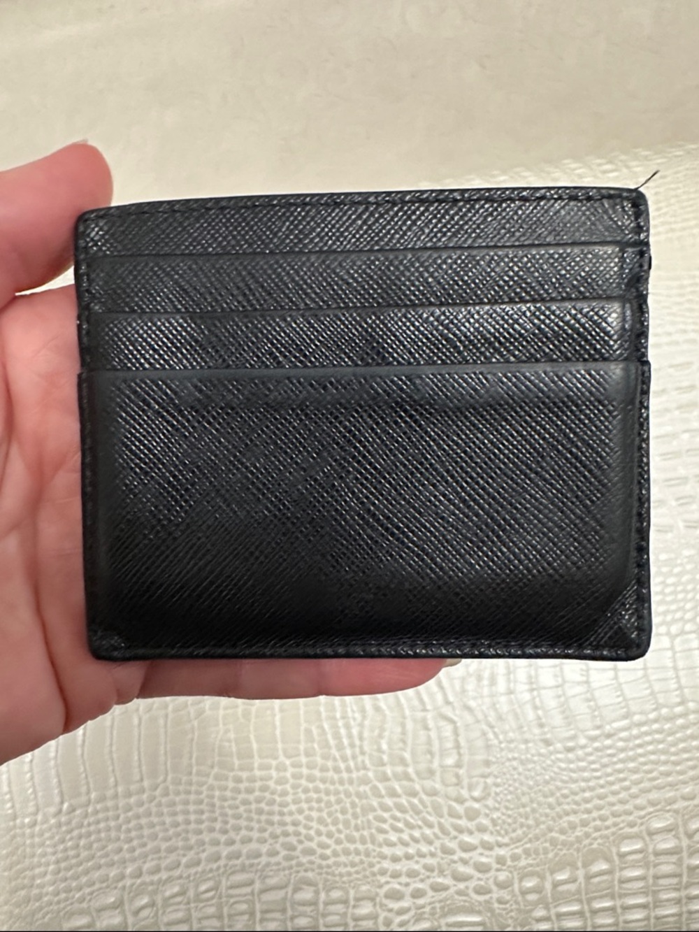 Prada Black Card Holder with Gold Logo - Picture 2 of 4
